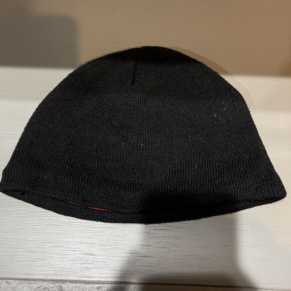 Unbranded Children's Youth Winter Hat Beanie Black Fleece Embroidered Flame Fire - Picture 2 of 4